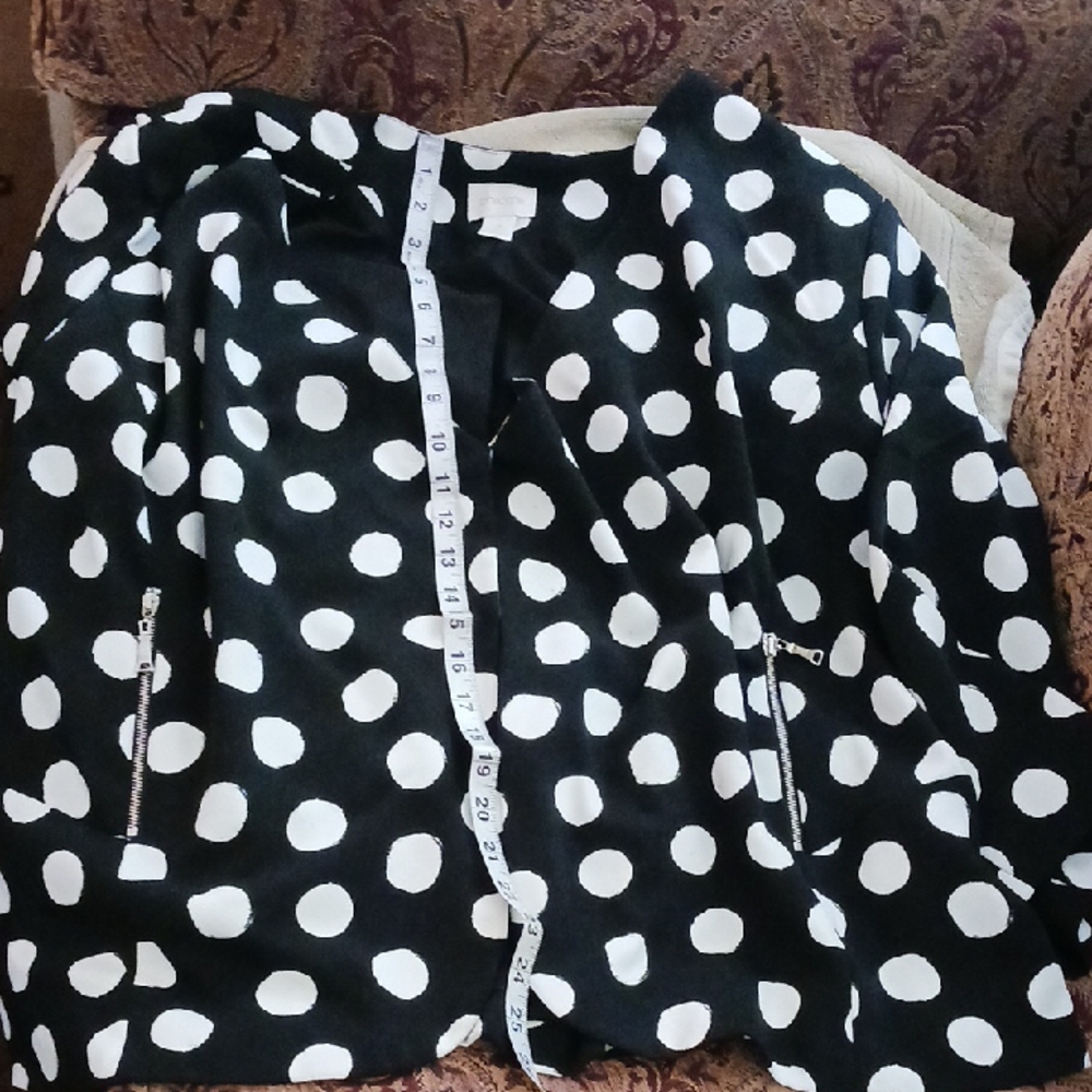 nwot:Chicos SIZE 4-- US SIZE 18/20 Polka Dot Black & White Women's Jacket